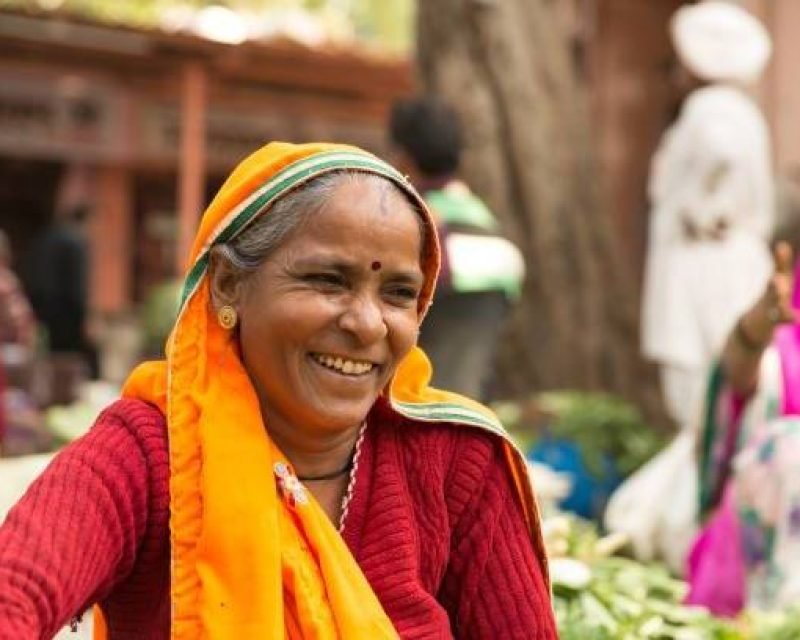 Street Vendor Indian Woman Smiling